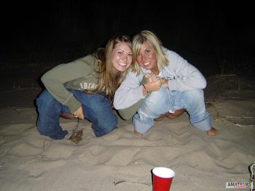 beach party teens peeing in the sand together