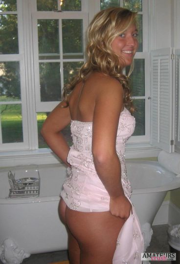 Hot sexy bride showing tight ass in her wedding dress