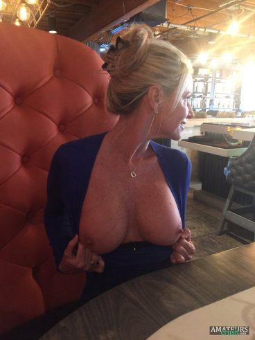 Mature big tits braless in resturant Public Flashing Tits Out Bent Over Ass And Pussy Flash Amateurscrush Com