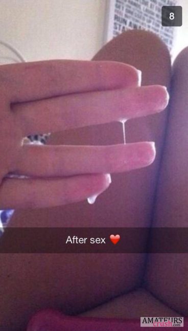 Wet sticky dripping pussy juices on fingers in dirty snapchat