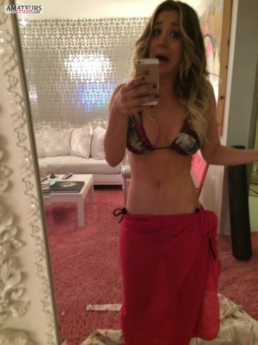 Selfie of Kaley in her bikini in hot celebritiy pic