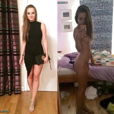 Very hot ex girlfriend in black dress in dressed undressed naked photo