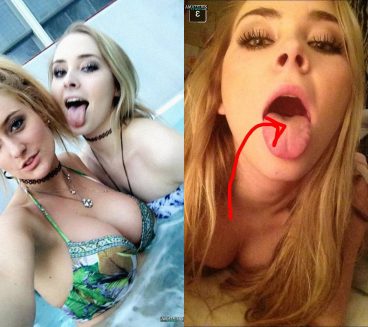 Naughty naked teen snapchat with her tongue out teasing