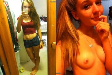 Petite clothed and unclothed teen selfie hot tits