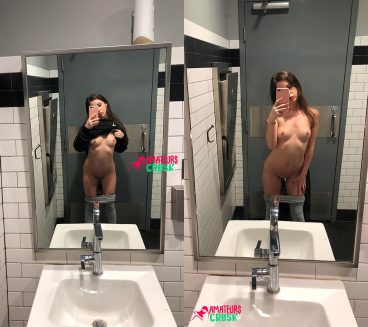 Sexy exposed small mom tits pussy public bathroom nudity