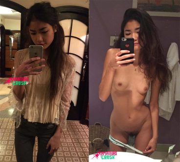 Petite teen naked Asian girl on and off selfie