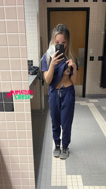 sexy tiny tits asian nurse selfie exposed