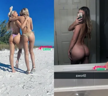 cute amateur ex Emmy beach ass pic with her friend