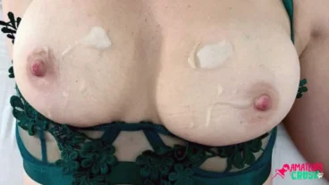wife with nice tits cum covered cumshot all over her boobs