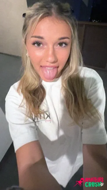 adorable sexy blonde babe amateur Breckie selfie in white