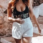 hot wife Laura Italian tits cleavage top shorts amateur babe