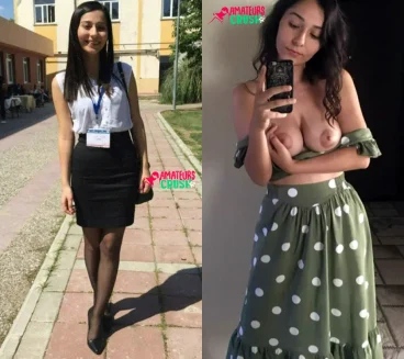 young beautiful Ecuadorian girlfriend sexy tits big nipples areolas college dressed undressed pics