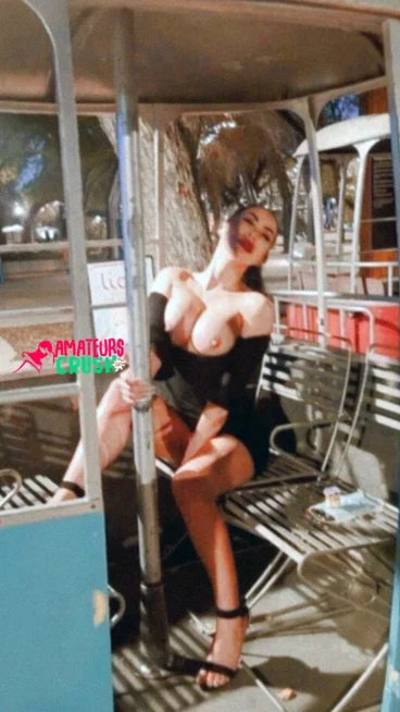 naughty naked big busty tit Latina babe public dare tits out nude