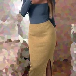 classy MILF selfie in blue shirt long skirt Reddit MOM porn