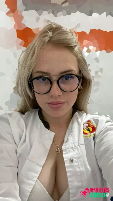 big glasses sexy cleavage bakery girl naked Ana selfies collection