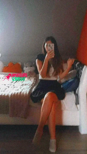 sweet innocent college girl skirt top selfie of Lucy